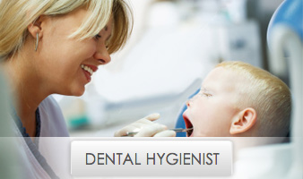 Young Blonde Female Dental Hygienist Cleaning Mouth of Child