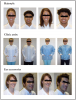 Figure 1. Photographs of male and female dental hygienists depicting professional and unprofessional/less traditional characteristics