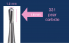 Fig 3. Bur dimension of a pear-shaped 331 carbide bur.
